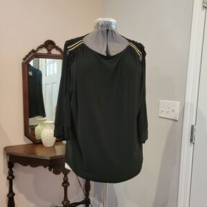 NWT 2X Nine West Black Split Sleeve Blouse